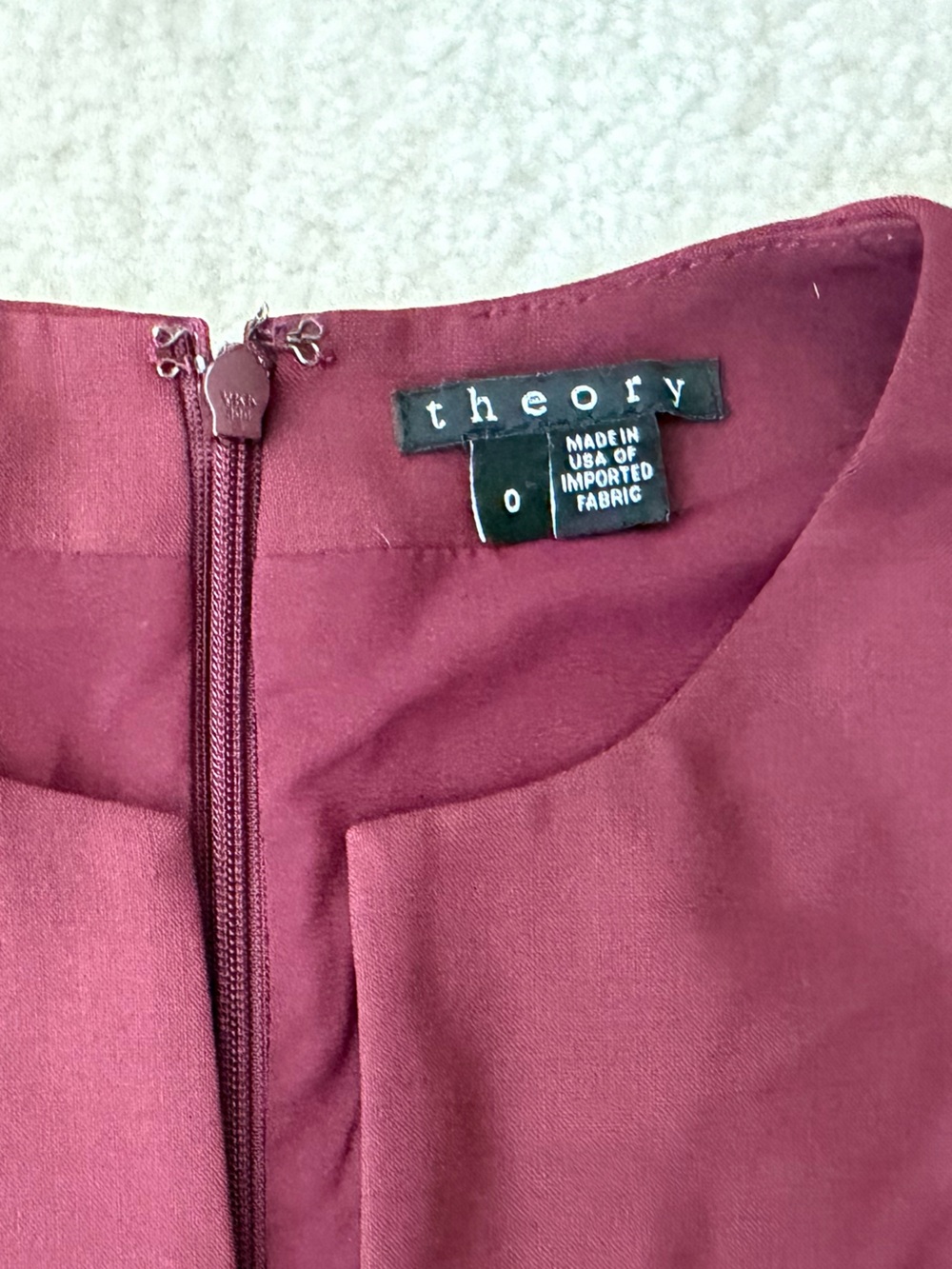 Theory Wool Sleeveless Burgundy A-Line Dress - Picture 4 of 5